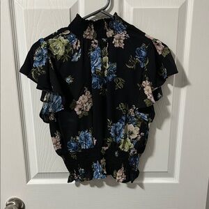 Floral Black Blouse